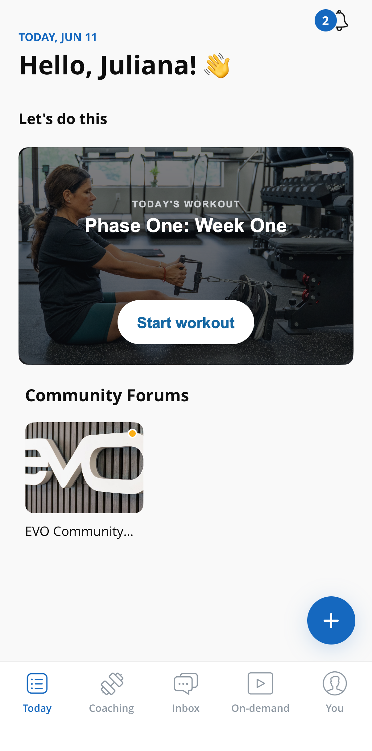 The Strong Through Menopause home screen in the EVO Health App
