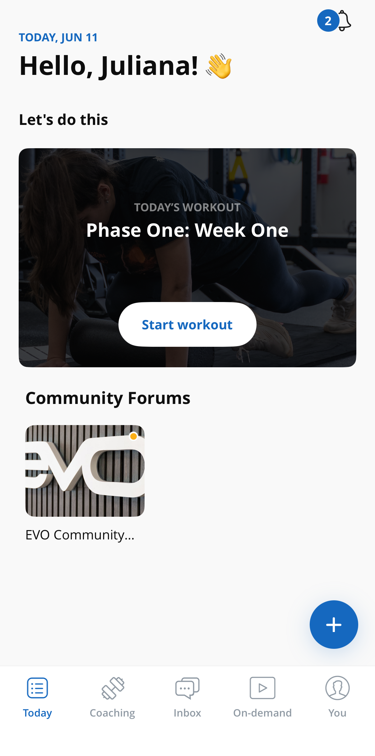 The Hip Pain Reset home screen in the EVO Health App